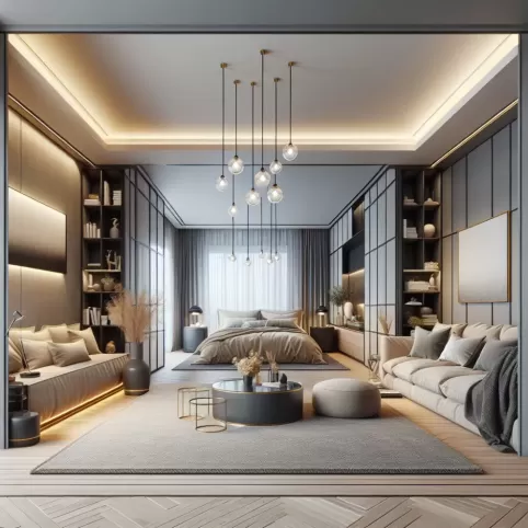 Pokój Dzienny I Sypialnia W Jednym Aranżacje